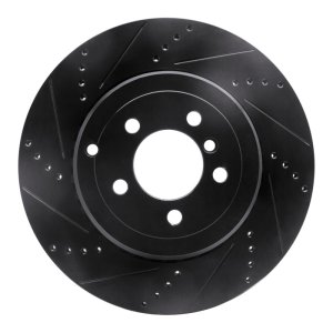 Land Rover Range Rover Brake Rotor (1) - Rear Left - R1 Concepts - Drilled & Slotted - Black - `10-`12